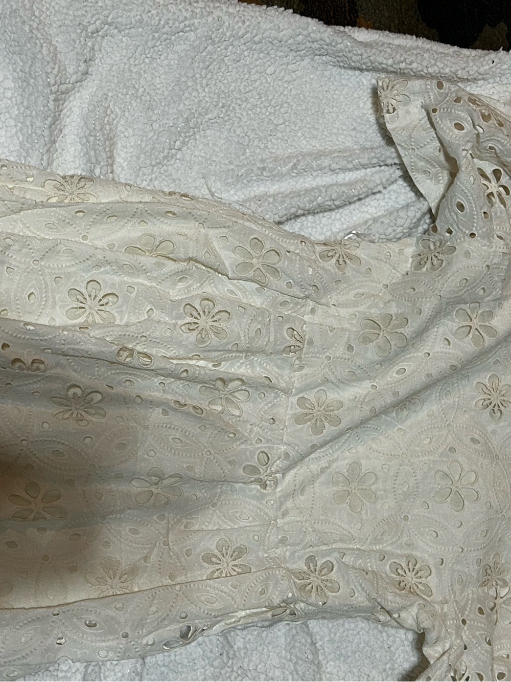 Tahari Ivory Floral Eyelet Dress